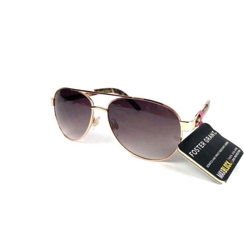 Foster Grant Aviator Sunglasses Rose Gold Tone Gradient‎ Lenses MAXBLOCK Men